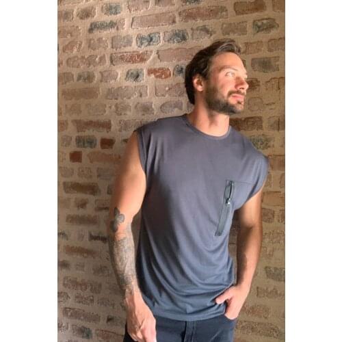 Anthracite Men 'S Regular Fit Singlet Beach Sea Holiday Party Casual Modern Fashion Attractive Cut