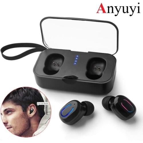 Black TI8S bluetooth 5.0 Earphone Stereo Wireless Active Noise Cancellation With Mic Handsfree Earbuds For Mobile Phone