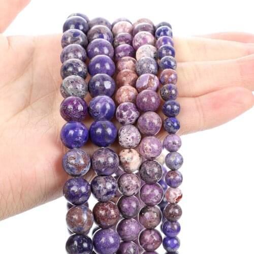 Purple Emperor Pine Natural Stone Beads Smooth Charm Round Loose Spacer Beads For Jewelry Making Bracelets Accessories 6/8/10MM
