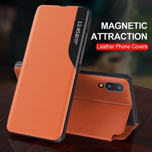 Smart View Window PU Leather Texture Flip Cover For Samsung Galaxy A02 Magnetic Case For samsun A02 a 02 6.5" Shockproof Coque