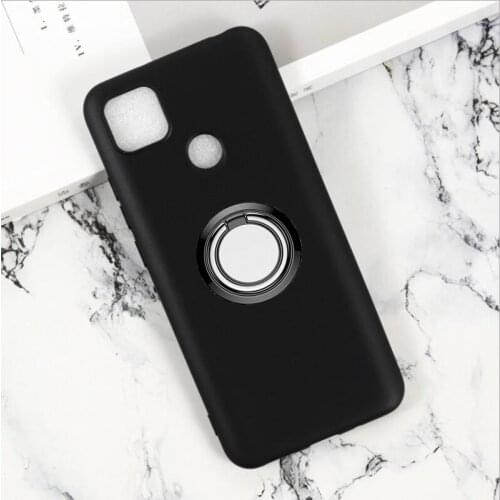 For Redmi 9C Back Ring Holder Bracket Phone Case Cover Phone TPU Soft Silicone Cases for Xiaomi Redmi 9C M2006C3MG 6.53 inch