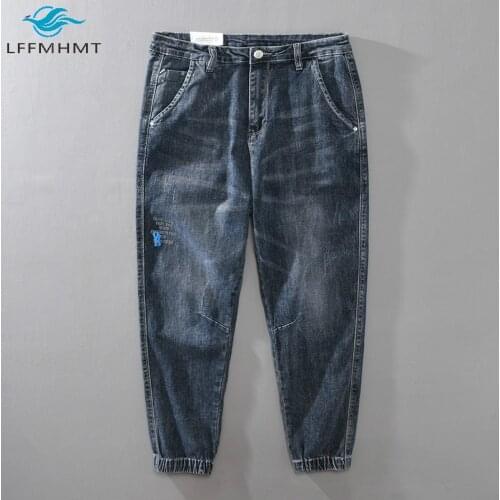 Male Autumn Fashion Letter Print Streetwear Casual Loose Denim Trouser High Quality Vintage Wild Trendy Overalls Mens Jeans Pant