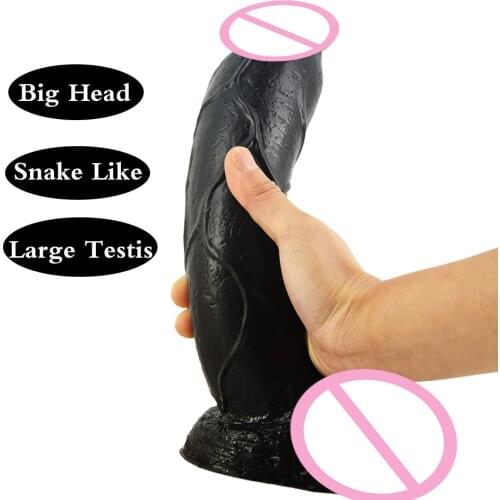 FAAK Brown Suction Cup Dildo Silicone Non Vibration Women Dildo G-spot Anal Sex Toy Flexible Penis Lesbian Long Soft Butt Plug