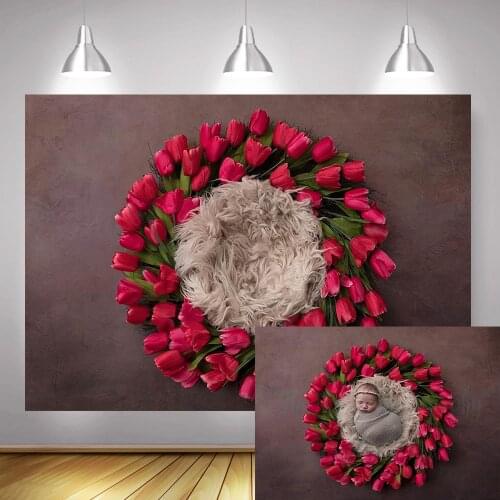 Flowers Little Baby Birthday Artistic Photos Background Solid Color Newborn Children Portrait Photography Backdrop Photo Studio