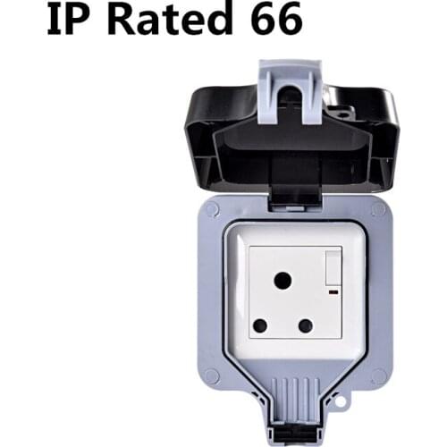 IP66 outdoor waterproof splash-proof socket 15A with switch, Cape Town, South Africa, Johannesburg