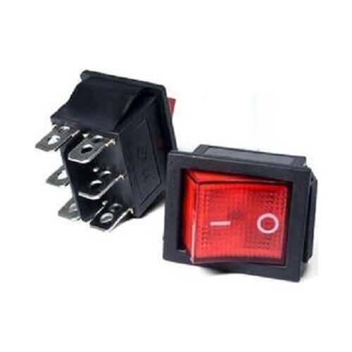 10PCS KCD4 6Pin/6P 2 Position ON-OFF 16A/250VAC Green/Red Rocker Boat Switch