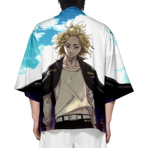 Japanese style kimono Manga 3D Tokyo Revengers Kimono Summer Mens T-shirt Cardigan Hanagaki Takemichi Ken Ryuguji Haori Top