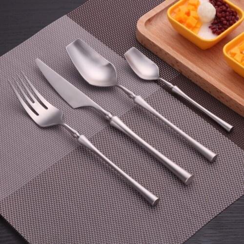 Silver Stainless Steel Cutlery Set Dinner Knives Forks Spoon Sets Utensils for Kitchen Flatware Tea Spoon Tableware Dropshipping