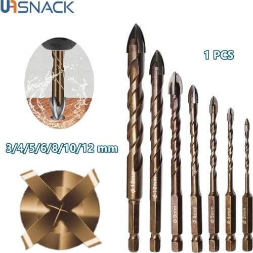 3-12mm Cross Hex Tile Drill Bits Set for Glass Ceramic Concrete Hole Opener Brick Hard Alloy Triangle Bit Tool Woodworking Tools