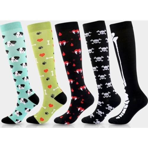 New Compression Socks Multi-color 2021 Fashion Funny Animal Dog Bones Paw Pattern Unisex Outdoor Running Cycling Elastic Socks