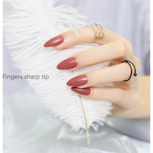 New fashion 24pcs charming Pointedt Candy colors false nails brown C213