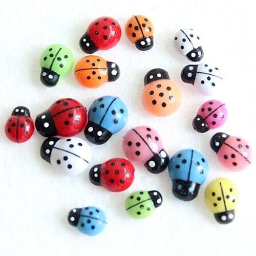 New 100Pcs Colorful Mini 3D Wall Stickers Home Decor Kid Toys DIY Ladybird Ladybug Christmas Gift 6LF8
