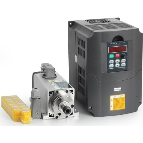 New!! 1.5kw air cooled spindle motor kit cnc spindle motor+220V/1.5KW inverter Square milling machine spindle Square