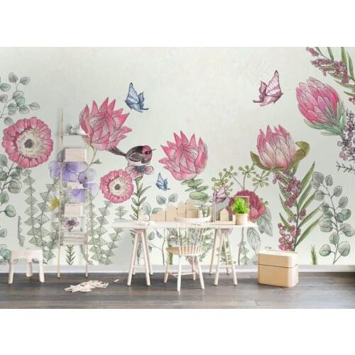 Custom photo 3d wall paper mural on the wall European plant and flower rural style home decor photo wallpaper in the living room