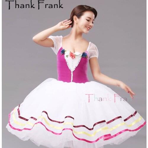 Romantic Flower Professional Ballet Tutu Dress Girls Women Kids Adult Dance Costume C201
