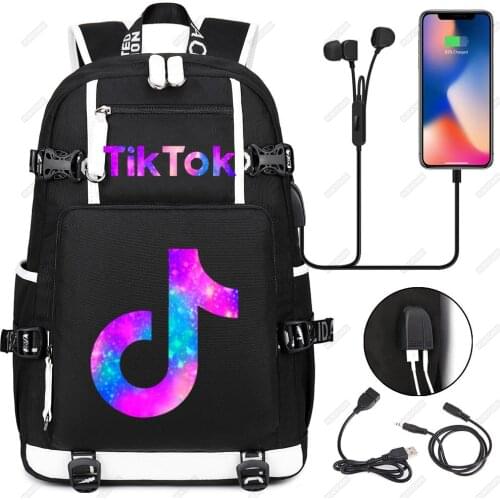 TIK TOK Backpack Women Men Multifunction USB Charging Laptop Backpack School Travel Bags for Boys Girls School Bags