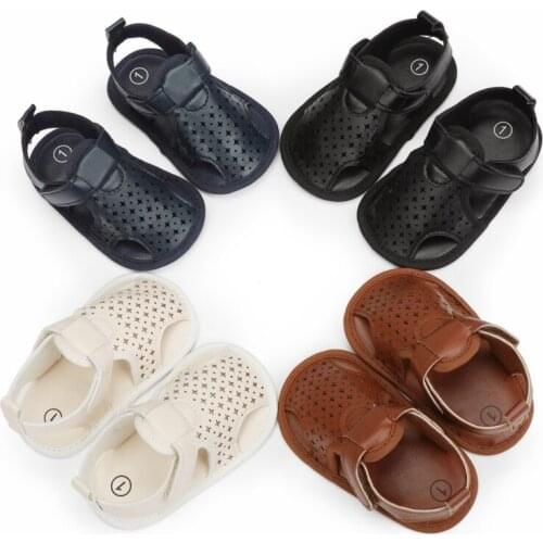 Newborn Baby Boys Summer Sandals PU Soft Sole Anti Slip Toddled Crib Shoes Infant Instagramable First Walkers 0-18M