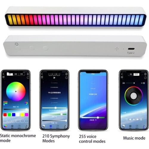 A70F LED Strip Atmosphere Lights Car Decorative Light 32 Bit Music Rhythm Pickup Lamp Colorful Lantern Tube USB Voice Control