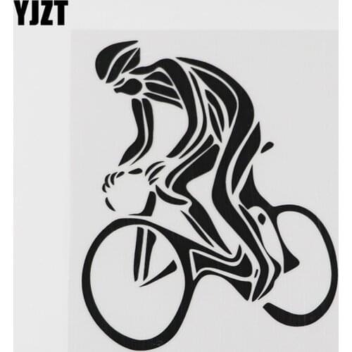 YJZT 11.4CMX14.1CM Fashion Bike Extreme Sports Vinyl Car Sticker Black/Silver 8A-0906