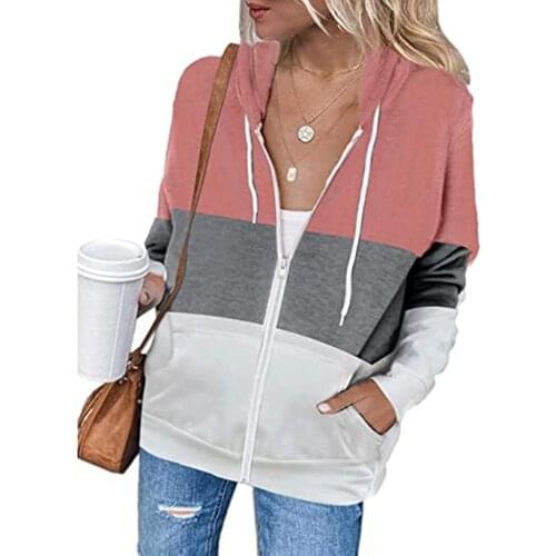Womens Full Zip Hoodie Long Sleeve Hooded Sweatshirt Pocket Jacket Jacket