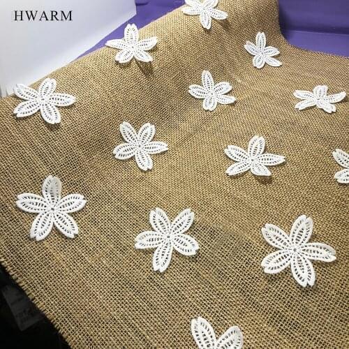 1pcs Linen Table Runner With White Lace Flower Wedding Merry Christmas Accessories No Locking Edge Diy 48x275cm Party Decoration