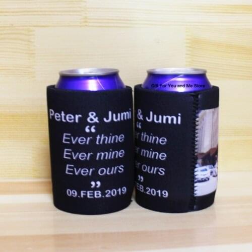 100pcs Printing Logo Beer Can Cooler Holder Beer Can Cover Custom Stubby Holders Neoprene Bottle Holder Can Cooler Wedding Favor