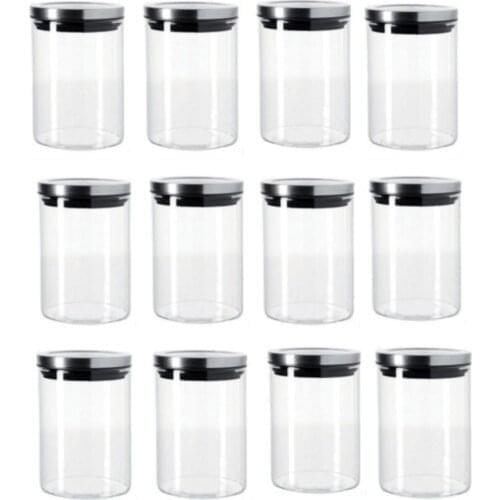 12 Pcs 200 ml Borosilicate Spice Set with Stainless Metal Cover