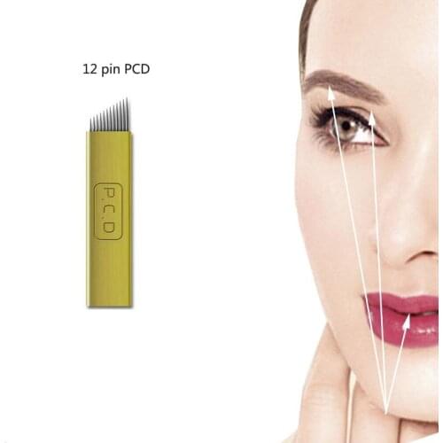 Tattoo Microbladin 20PCS 12PCD Permanent Makeup Eyebrow Tattoo Microblading Needles For 3D Embroidery Manual Tattoo Pen Machine