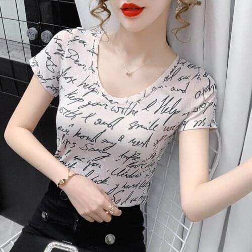 2021 summer tops Fashion design letters tide T-shirts for women ladies casual daily tees shirt slim-fit bottoming t shirt