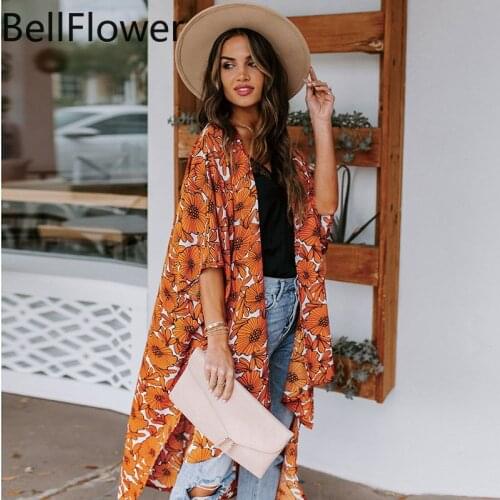 2021 Robe Dress Cover Ups For Swimwear Women Floral Loose Printed Sunscreen Chiffon Beach Holiday Beach Cardigan Wholesale