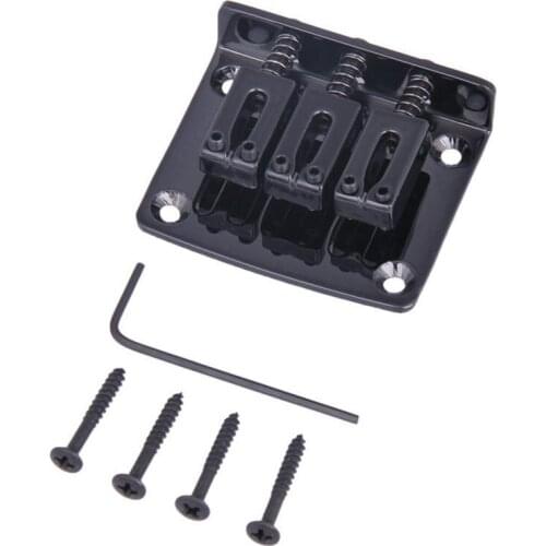 3-string BLACK Top Loading Hard-tail Bridge for Cigar Box Guitars & More