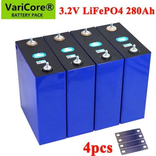 4pcs 3.2V 280AH LiFePO4 battery Lithium iron phospha batteries for 12V Electric car RV Solar Energy storage system Welded Stud