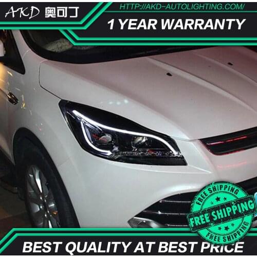 AKD tuning cars Headlight For Ford Escape KUGA 2013 Headlights LED DRL Running lights Bi-Xenon Beam Fog lights angel eyes Auto