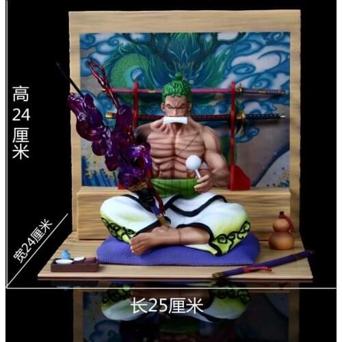 Anime Roronoa Zoro Sitting Posture Statue PVC Desk Decoration Collection Action Figure Model Toys Gift 24cm