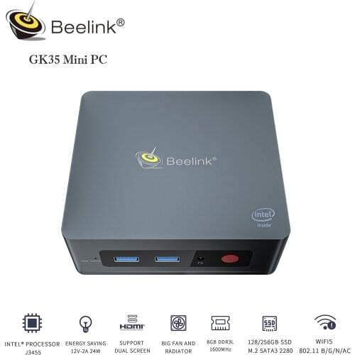 New Beelink GK35 Windows 10 MINI PC Intel Gemini Lake J3455 8GB RAM 128GB SSD 2.4G&5.8G WiFi BT4.0 4K Dual HD WIN10 Computer