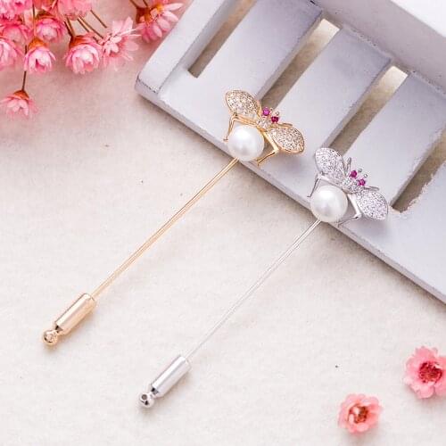 Sunspicems Elegant Women Bee Brooch Pin Copper Jewelry Party Gift