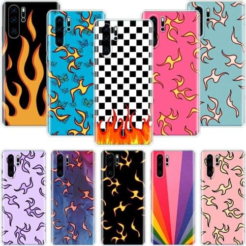 Blue Red Flame Fire Phone Case For Huawei Honor 10 9 20 9X 8A 8X 8S 7A 7X Lite Pro 10i 20i Y5 Y6 Y7 Y9 2019 Cover Coque