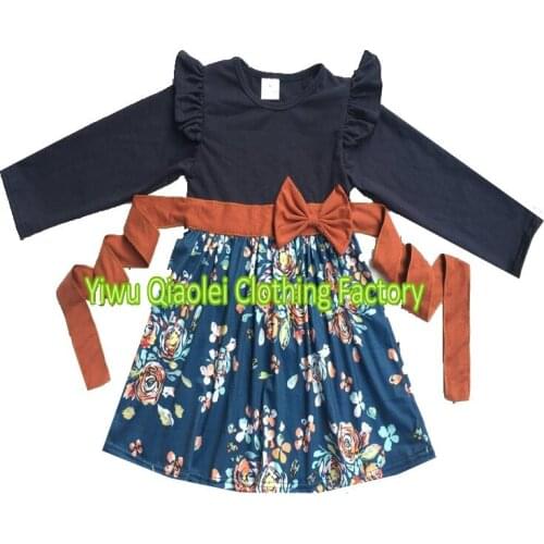 Children Clothing Dress Beautiful Printing Cotton Long Sleeve Boutique Baby Girl Clothes Hot Dresses