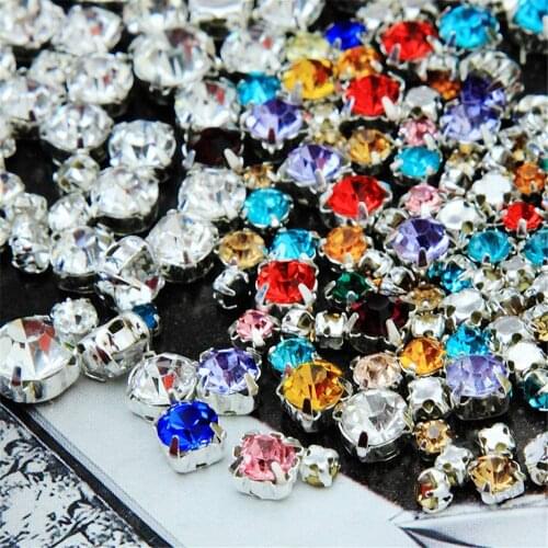 Factory Outlet! 100Pcs/Bag High Quality Mixed Color Crystal Diamond Glass Sew On Claw Rhinestones Diy Clothing Dress Accessories