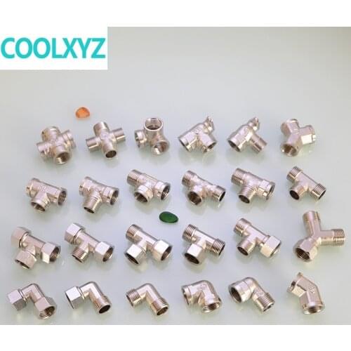 1/2IN copper plating pipe fittings stainless steel color copper live joint tee elbow copper tee joint Y type tee corner tee