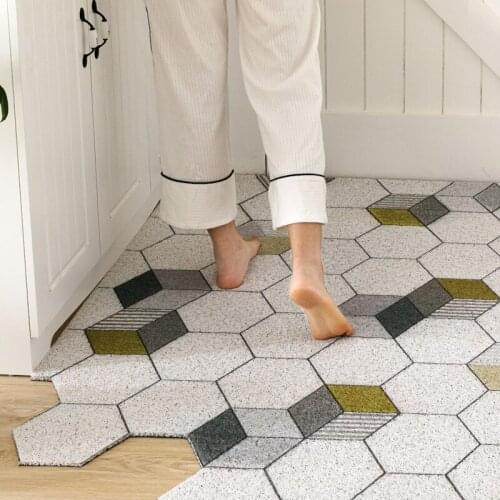 Front Doormats PVC Silk Loop Bathmat Kitchen Anti-Slip Carpet Mat Nordic Minimalist Home Living Room Doormats Foot Pad Carpet