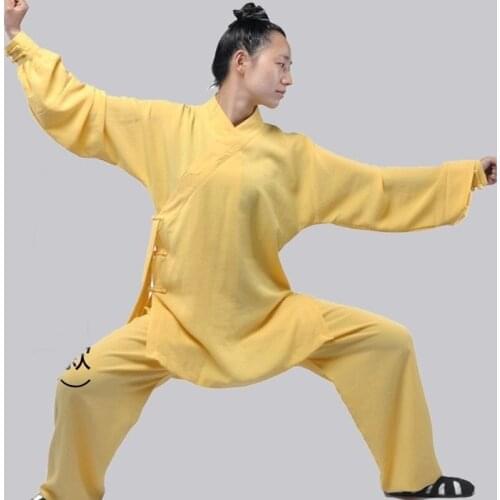 Summer Cotton Linen Shaolin Kung Fu Uniform Wushu Clothing Taichi Buddhist Monk Tai Chi Uniform Chinese Warrior Costume TA1841