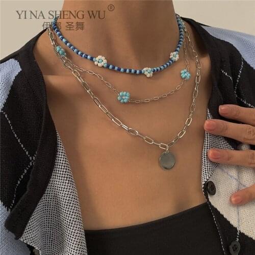 Punk Multi Layered Bead Choker Female Necklace Collar Bohemia Statement Coin Pendant Necklace Women Jewelry Gift Accessories New