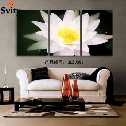 No Framed art Free shipping Cheap Sale 3pcs Lotus Printed Painting Printed Painting Oil Painting On Canvas Home Decoration