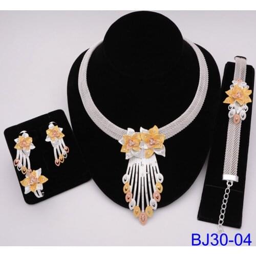 New Arrival Gold Color Austrian Crystal Classic Necklace Pendant Earrings Jewelry Set Fashion Wedding Jewellry for Women Gift