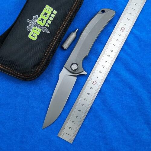 Green thorn overkill fin quick open D2 blade titanium alloy handle camping outdoor survival knife practical knife EDC tool