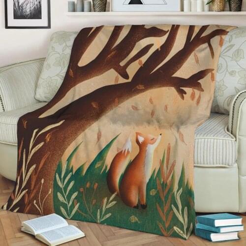 Autumn fox Flannel Throw Blanket 3D Printed Keep Warm Sofa Child Blanket Home Decor Textiles Dream Family Gift