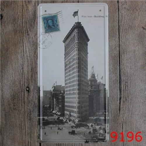 15x30cm Flat Iron Building New York Retro Poster Vintage Tin Signs Home Bar Cafe Pub Wall Decor
