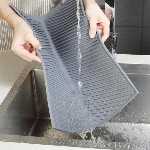 Rectangle Thicken Silicone Slip-proof Drain Table Placemat Mat Tray Drying Dishes Kitchen Accessories Dish Mat Kitchenware