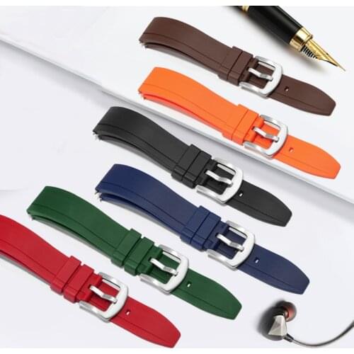 Fluororubber Watchband Black Red Yellow Blue Wristband Replacement Belt For Tissot R-elox O-mega Mens Watch Chain 20 22 24mm